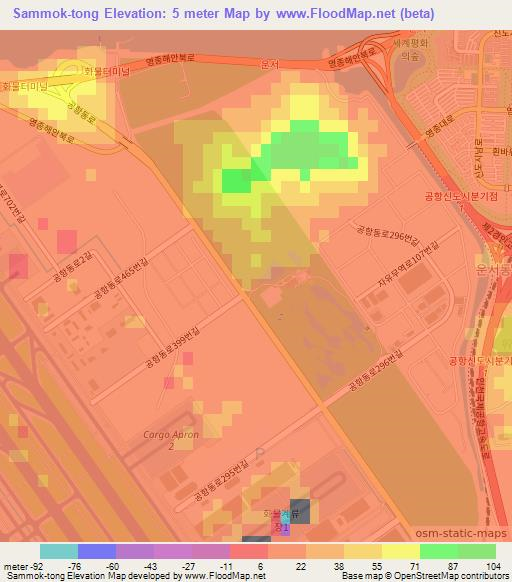 Sammok-tong,South Korea Elevation Map