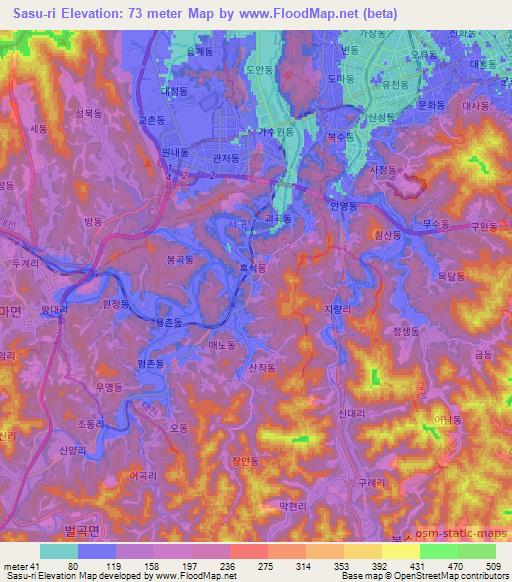 Sasu-ri,South Korea Elevation Map