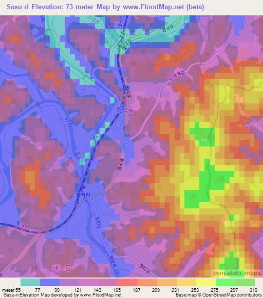 Sasu-ri,South Korea Elevation Map