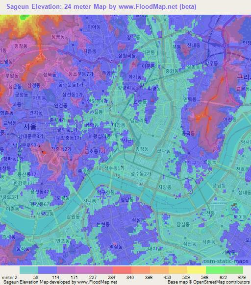 Sageun,South Korea Elevation Map