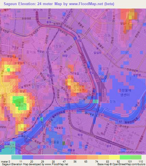 Sageun,South Korea Elevation Map