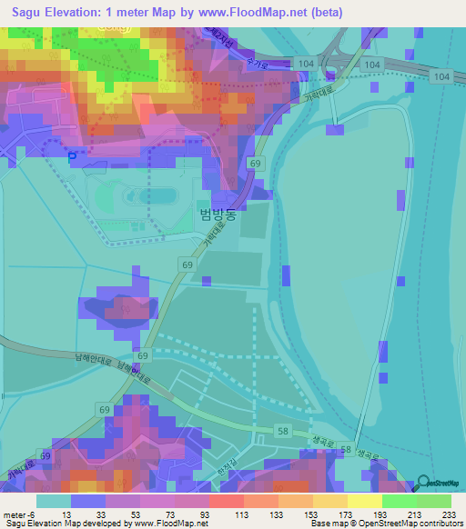 Sagu,South Korea Elevation Map