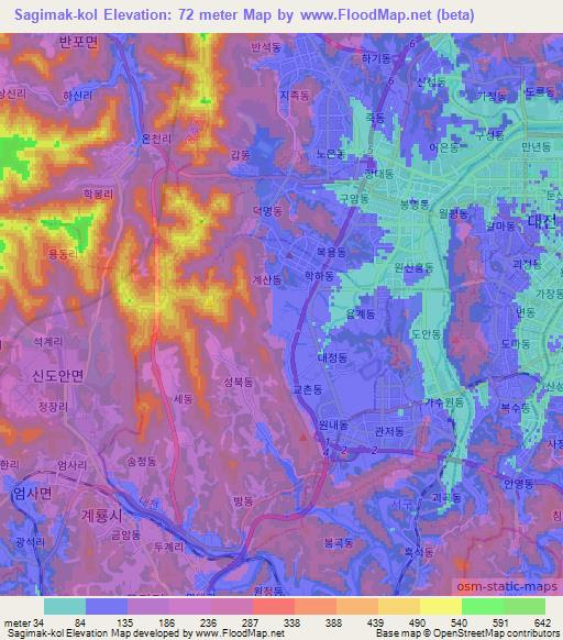 Sagimak-kol,South Korea Elevation Map