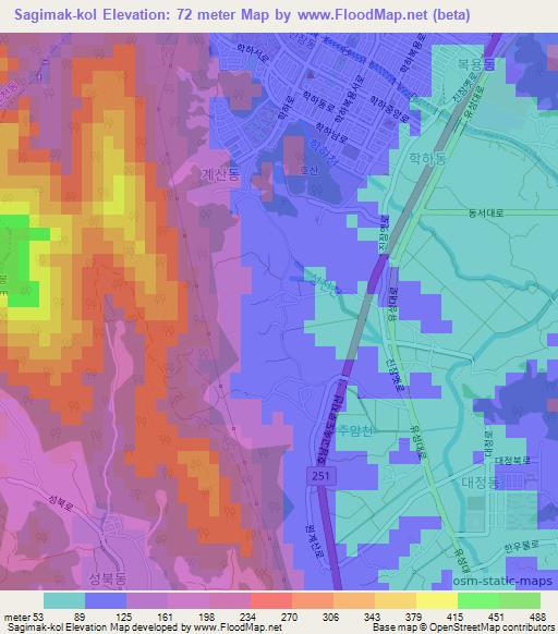 Sagimak-kol,South Korea Elevation Map