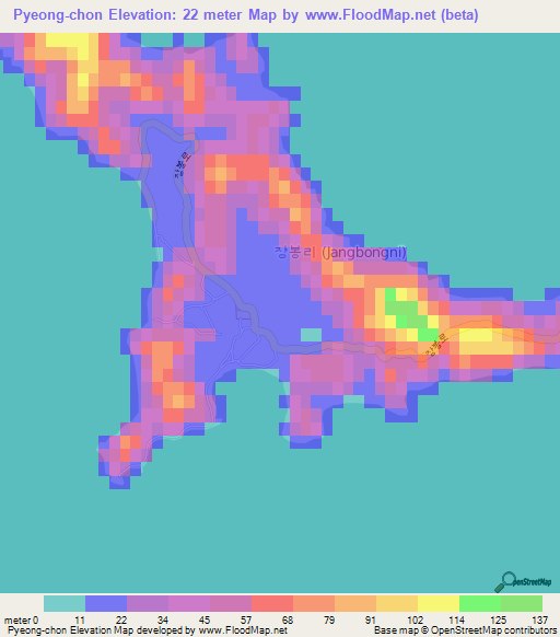 Pyeong-chon,South Korea Elevation Map