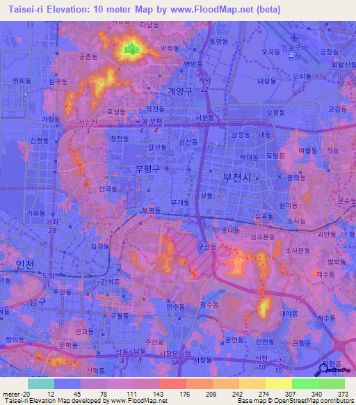 Taisei-ri,South Korea Elevation Map