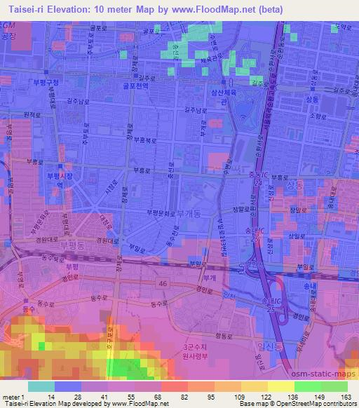 Taisei-ri,South Korea Elevation Map