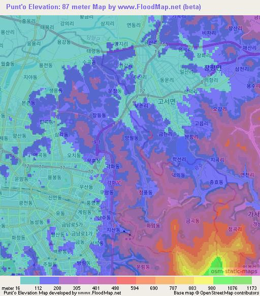 Punt'o,South Korea Elevation Map