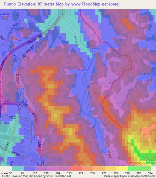 Punt'o,South Korea Elevation Map