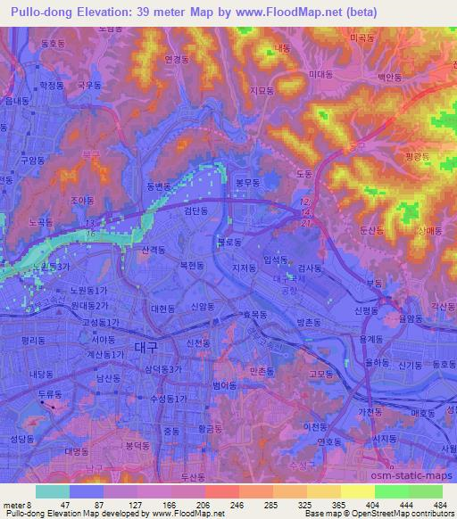 Pullo-dong,South Korea Elevation Map