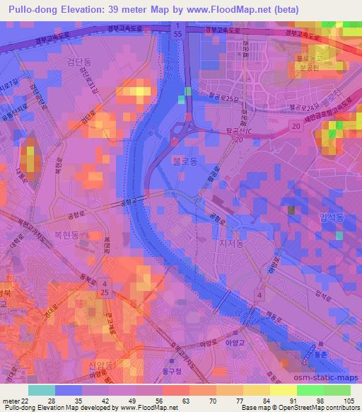 Pullo-dong,South Korea Elevation Map