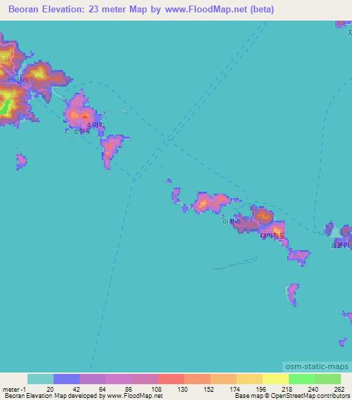 Beoran,South Korea Elevation Map