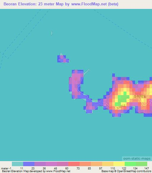 Beoran,South Korea Elevation Map