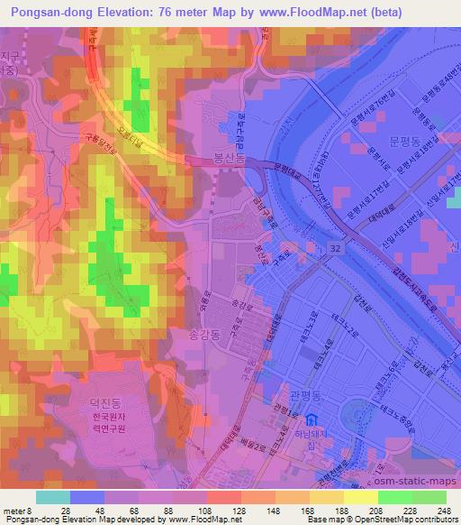 Pongsan-dong,South Korea Elevation Map