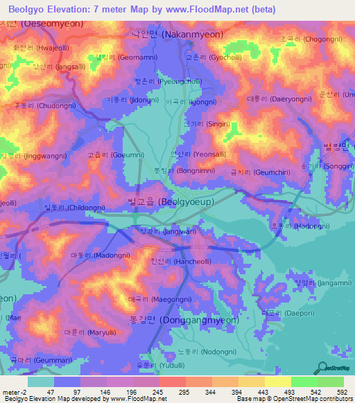 Beolgyo,South Korea Elevation Map