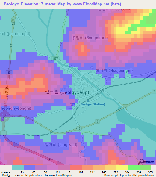 Beolgyo,South Korea Elevation Map