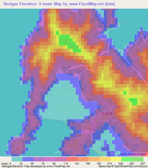 Beotgae,South Korea Elevation Map