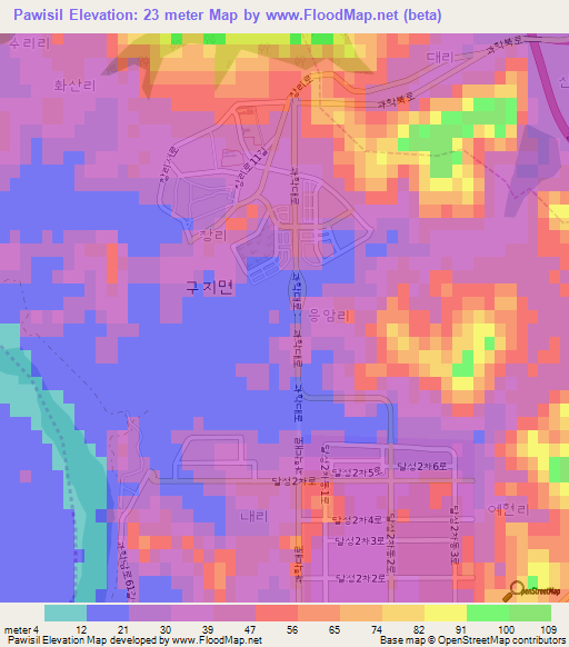 Pawisil,South Korea Elevation Map