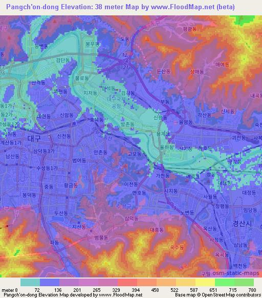 Pangch'on-dong,South Korea Elevation Map