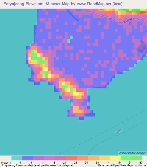 Eoryujeong,South Korea Elevation Map