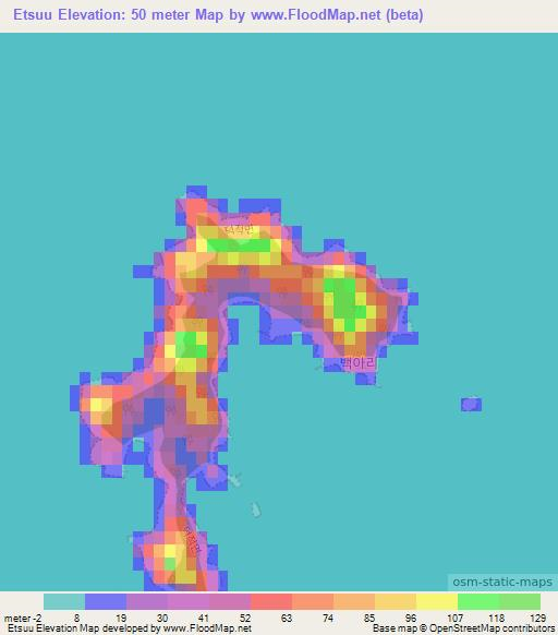 Etsuu,South Korea Elevation Map