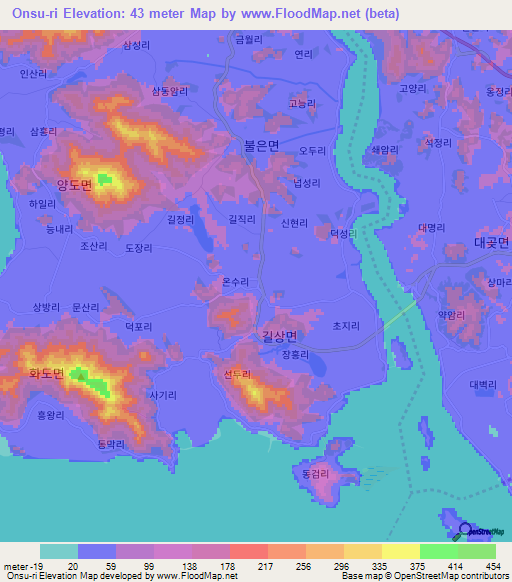 Onsu-ri,South Korea Elevation Map