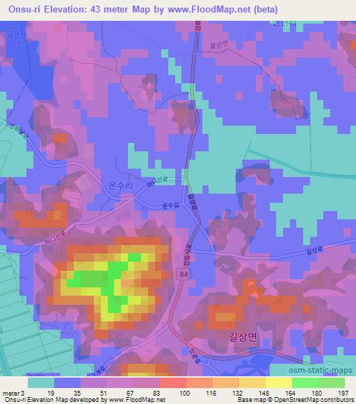 Onsu-ri,South Korea Elevation Map