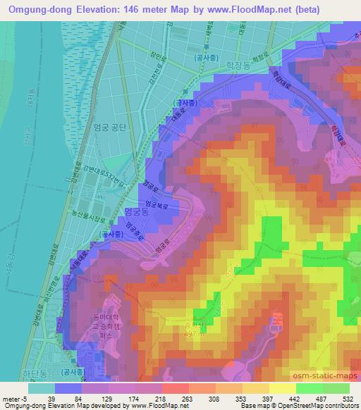 Omgung-dong,South Korea Elevation Map