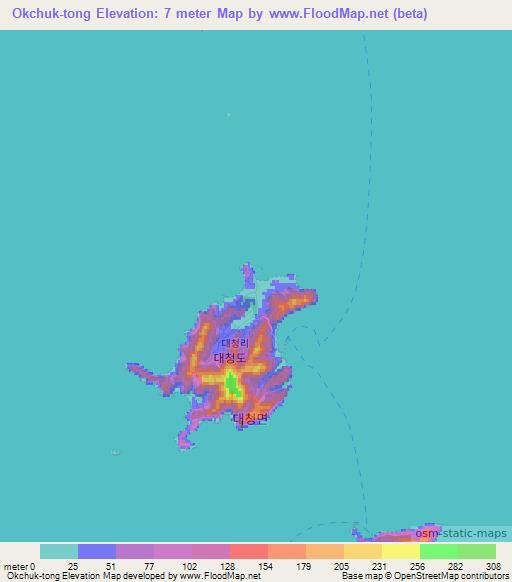 Okchuk-tong,South Korea Elevation Map