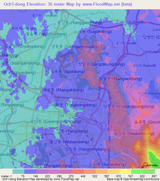 Och'i-dong,South Korea Elevation Map