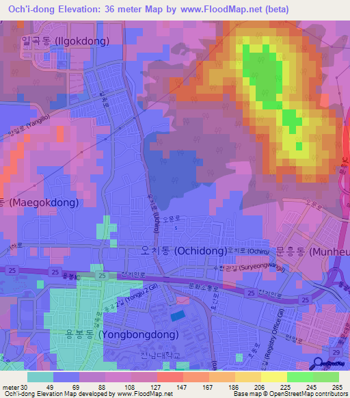 Och'i-dong,South Korea Elevation Map