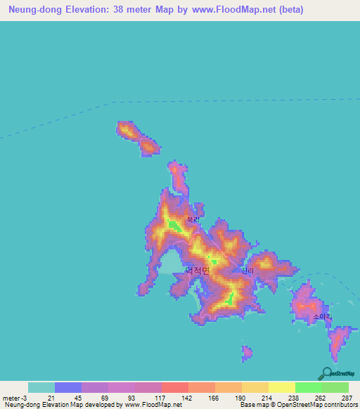 Neung-dong,South Korea Elevation Map