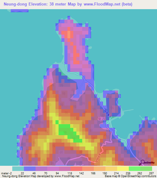 Neung-dong,South Korea Elevation Map