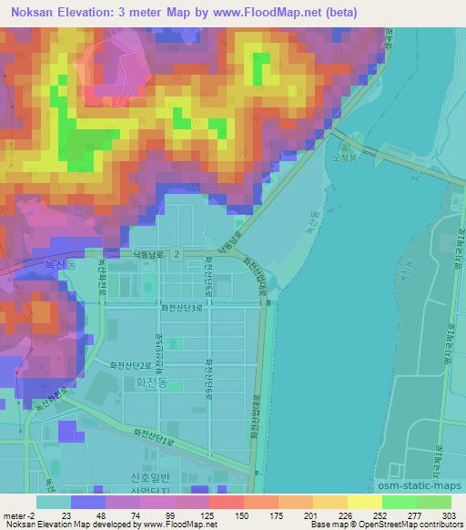Noksan,South Korea Elevation Map