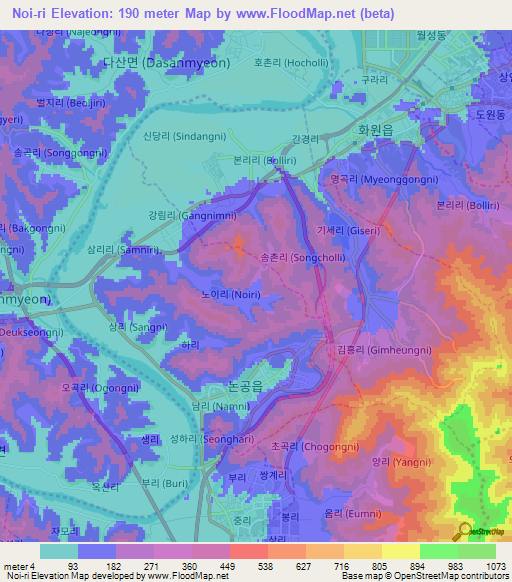 Noi-ri,South Korea Elevation Map