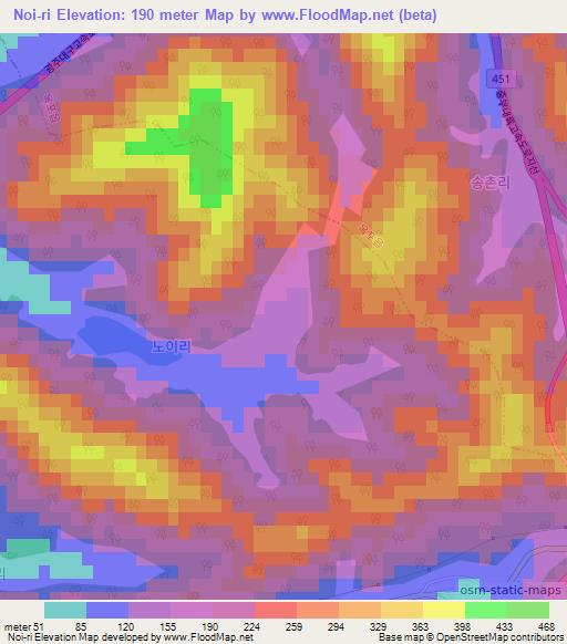 Noi-ri,South Korea Elevation Map