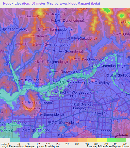 Nogok,South Korea Elevation Map