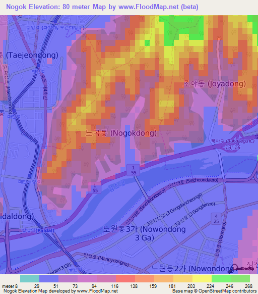 Nogok,South Korea Elevation Map