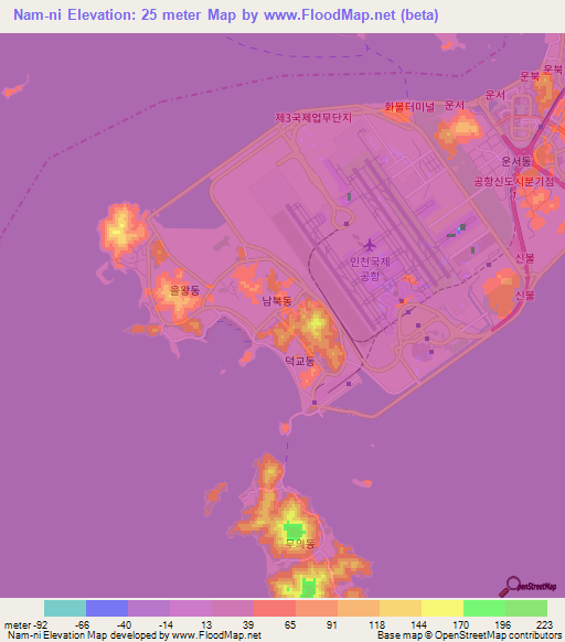 Nam-ni,South Korea Elevation Map