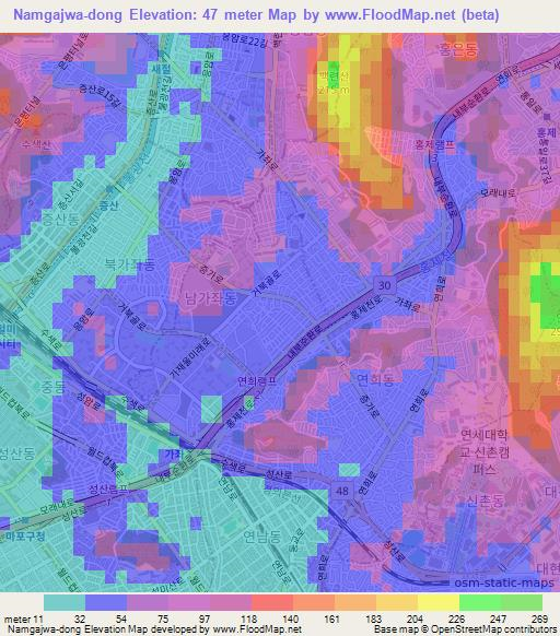 Namgajwa-dong,South Korea Elevation Map