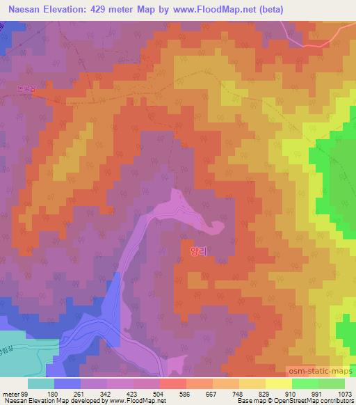 Naesan,South Korea Elevation Map