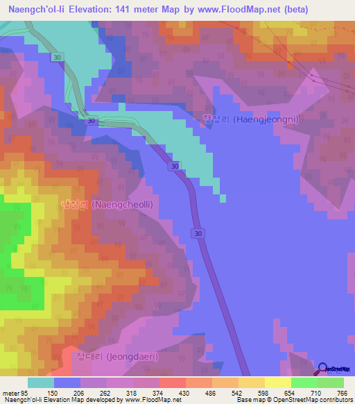 Naengch'ol-li,South Korea Elevation Map