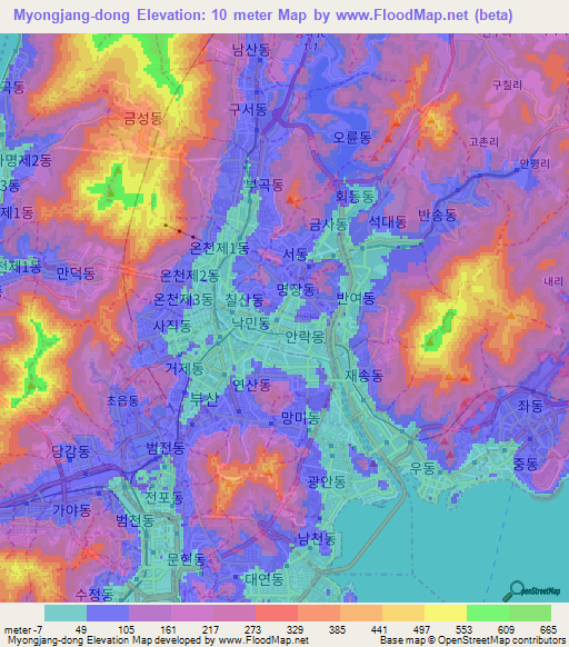 Myongjang-dong,South Korea Elevation Map