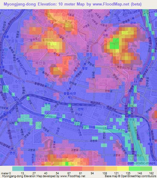 Myongjang-dong,South Korea Elevation Map