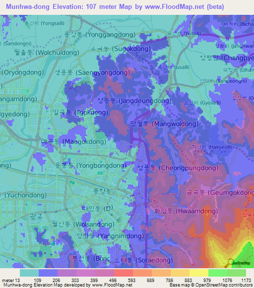 Munhwa-dong,South Korea Elevation Map