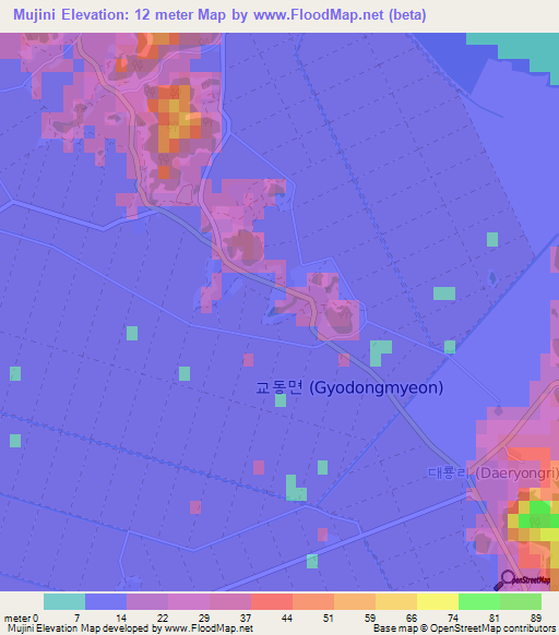 Mujini,South Korea Elevation Map