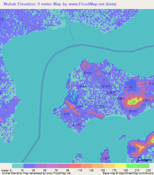 Muhak,South Korea Elevation Map