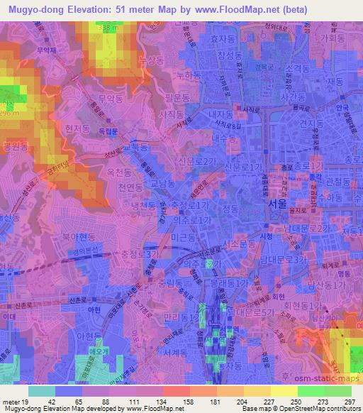 Mugyo-dong,South Korea Elevation Map