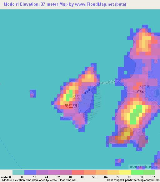 Modo-ri,South Korea Elevation Map