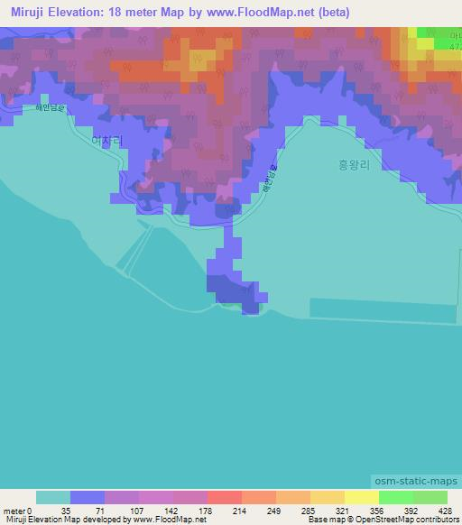 Miruji,South Korea Elevation Map